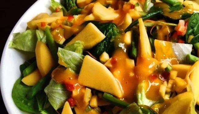 Mango salad with mango dressing.