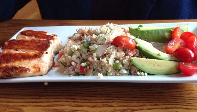 Salmon and quinoa salad.